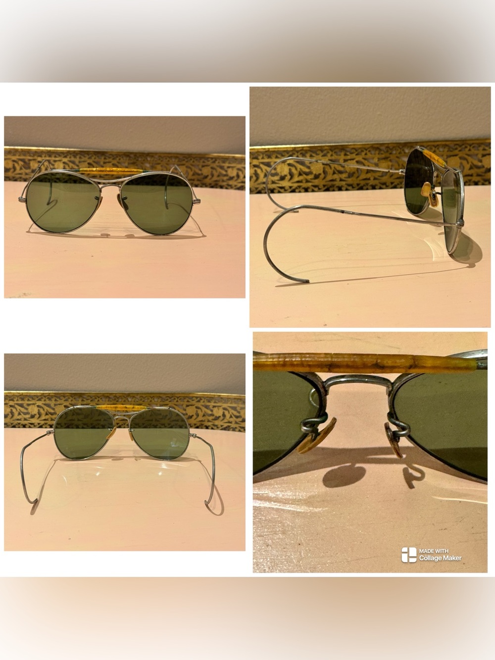 Vintage WWII-Era AN6531 Aviator Sunglasses – 1940s Military Pilot glass lenses